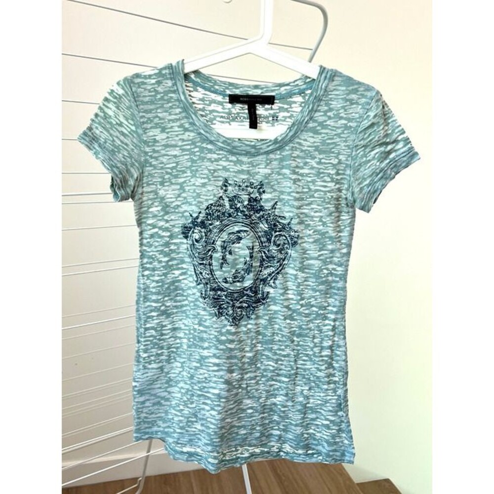 Bcbgmaxazria XXS Pastel Green Pisces Dreamer Fish Shirt Tshirt